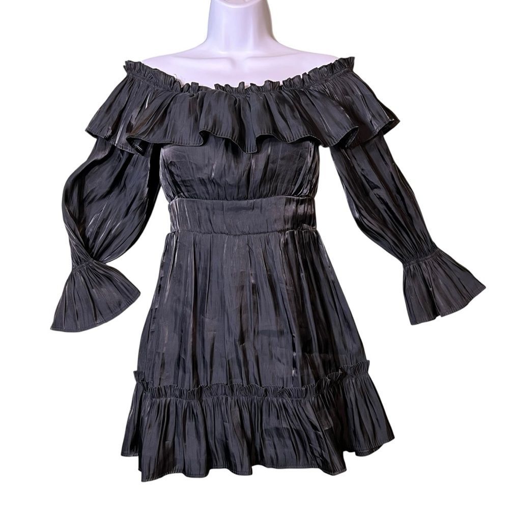 Vietnamese Mini Dress Off Shoulder Tiered Ruffle Long Sleeve Señorita - Picture 13 of 14